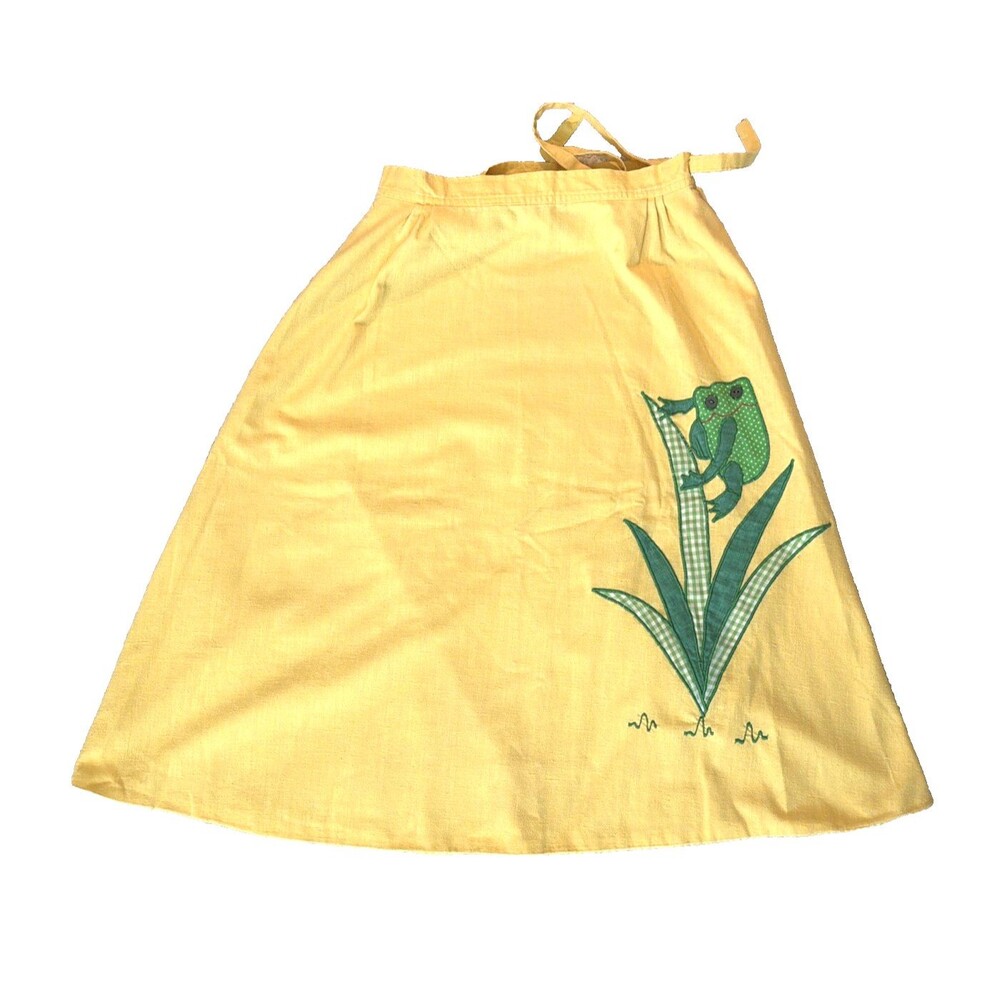 Wrap Skirt Size M/L Frog Patches Embroidered Vintage Laura USA